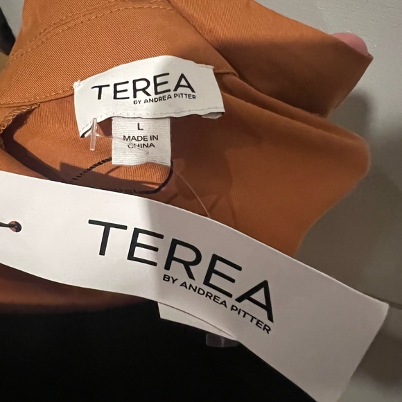 NEW Terea By Andrea Pitter Jacket long duster Adobe L Large Rust Orange coat - Picture 9 of 12